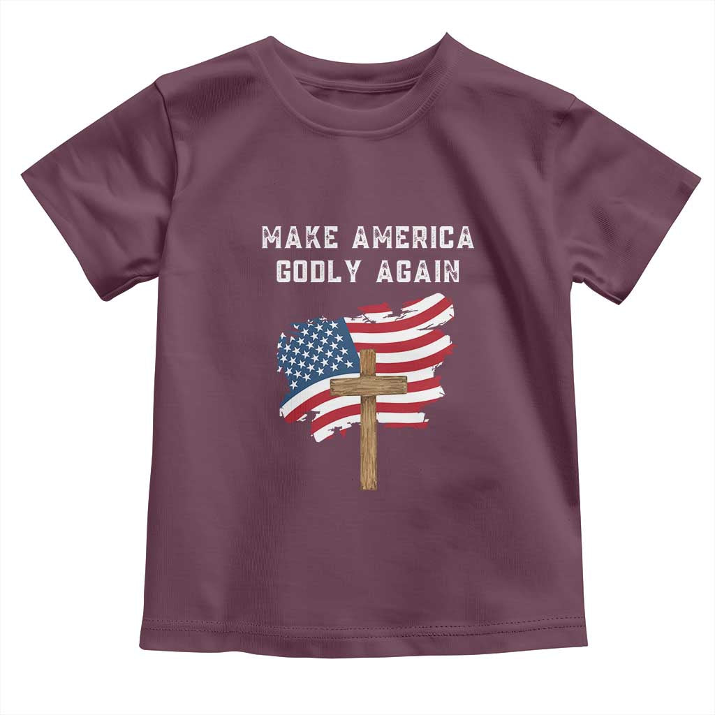 Christian Faith Toddler T Shirt Make America Godly Again American Flag