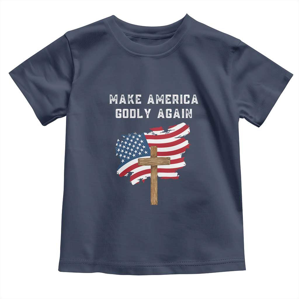 Christian Faith Toddler T Shirt Make America Godly Again American Flag