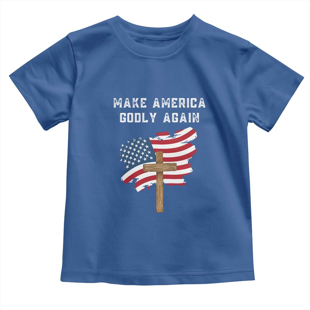 Christian Faith Toddler T Shirt Make America Godly Again American Flag