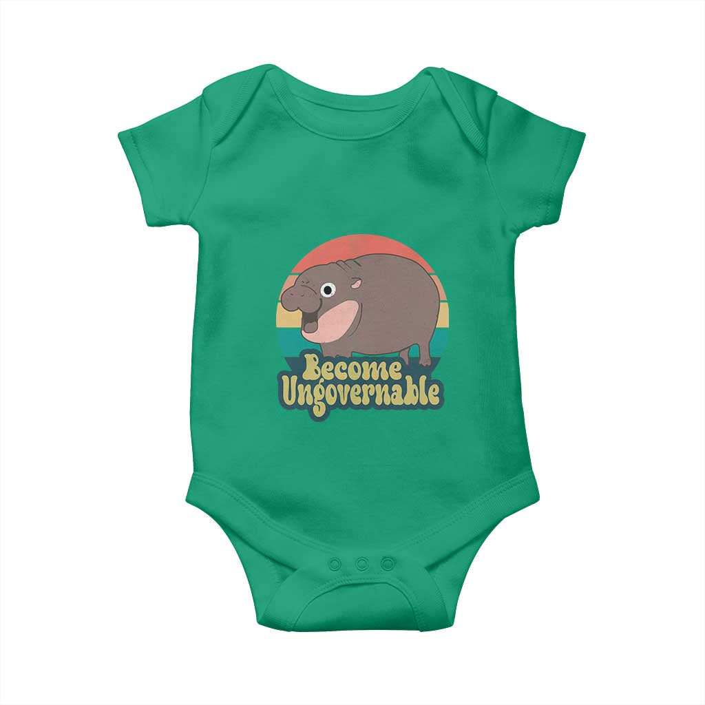 Funny Baby Hippo Moo Deng Baby Onesie Become Ungovernable Retro