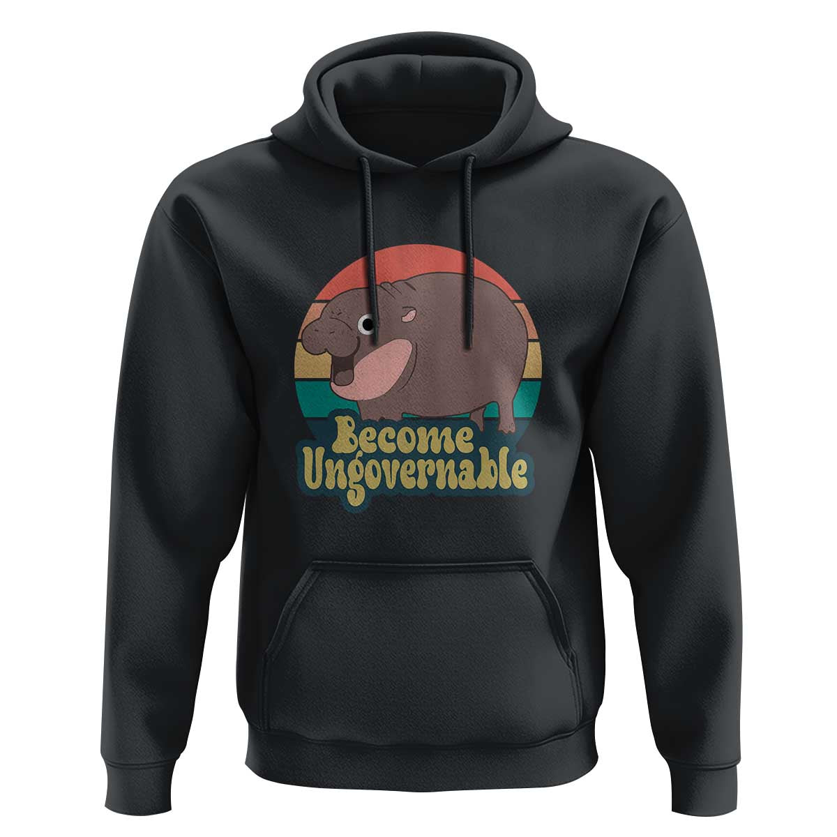 Funny Baby Hippo Moo Deng Hoodie Become Ungovernable Retro