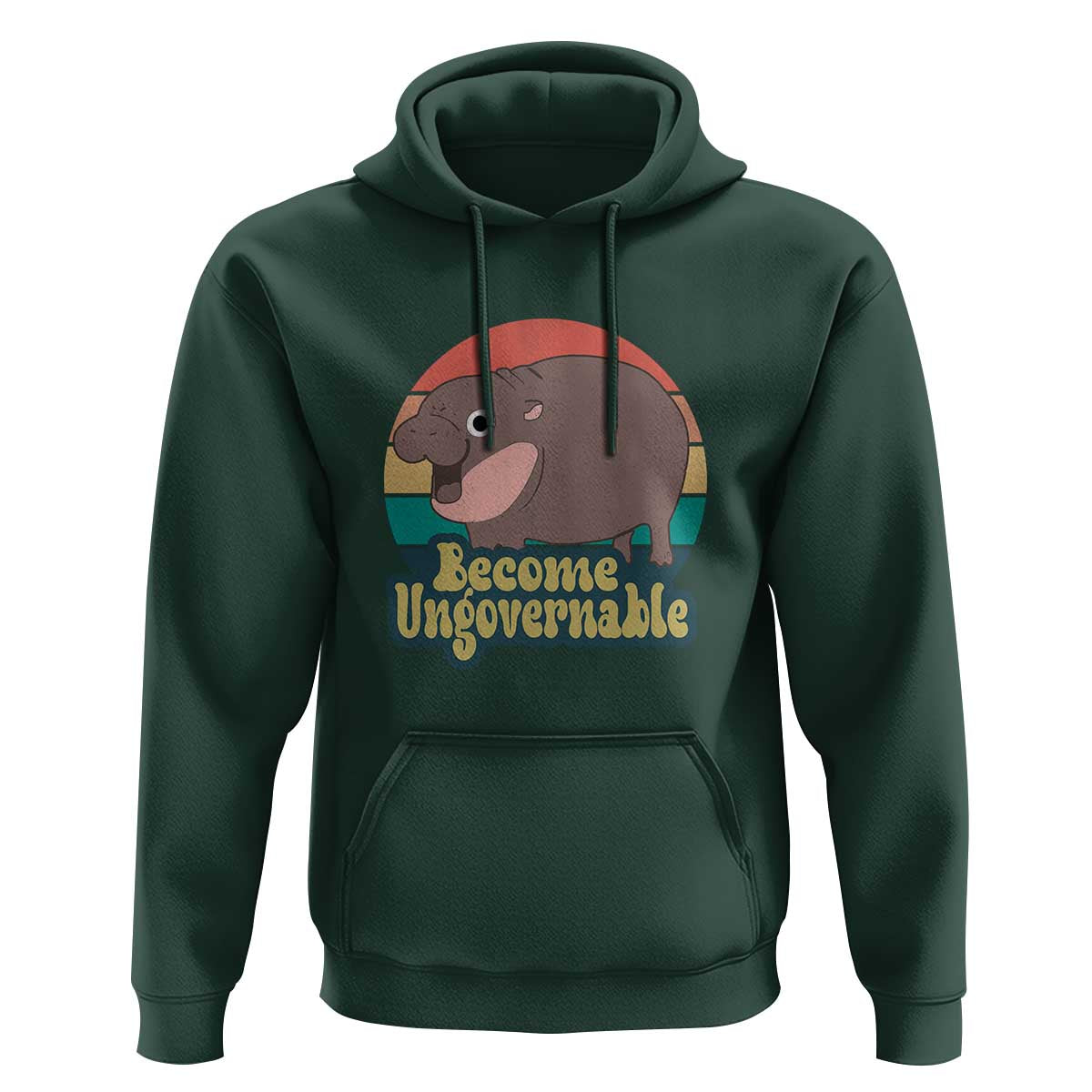 Funny Baby Hippo Moo Deng Hoodie Become Ungovernable Retro