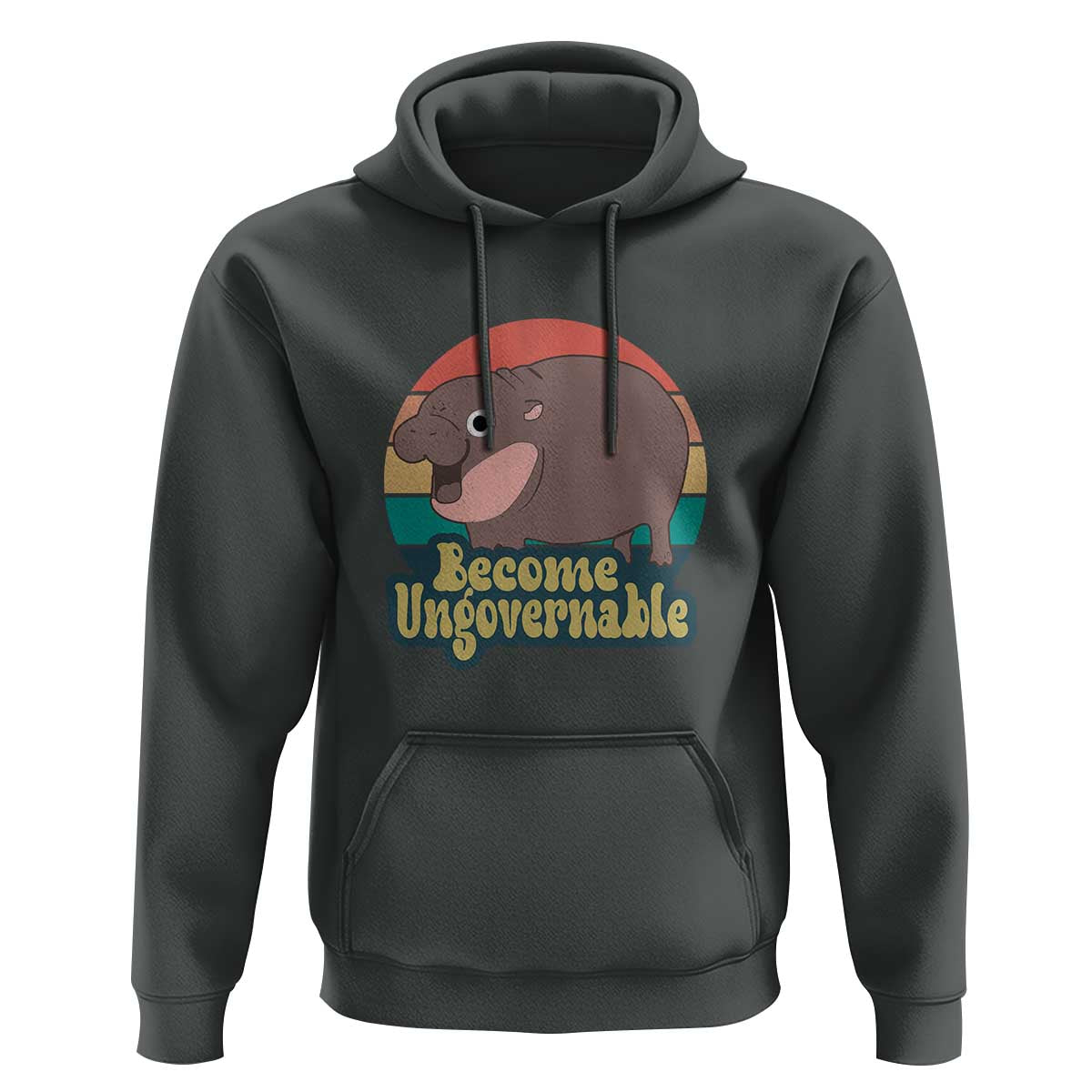 Funny Baby Hippo Moo Deng Hoodie Become Ungovernable Retro