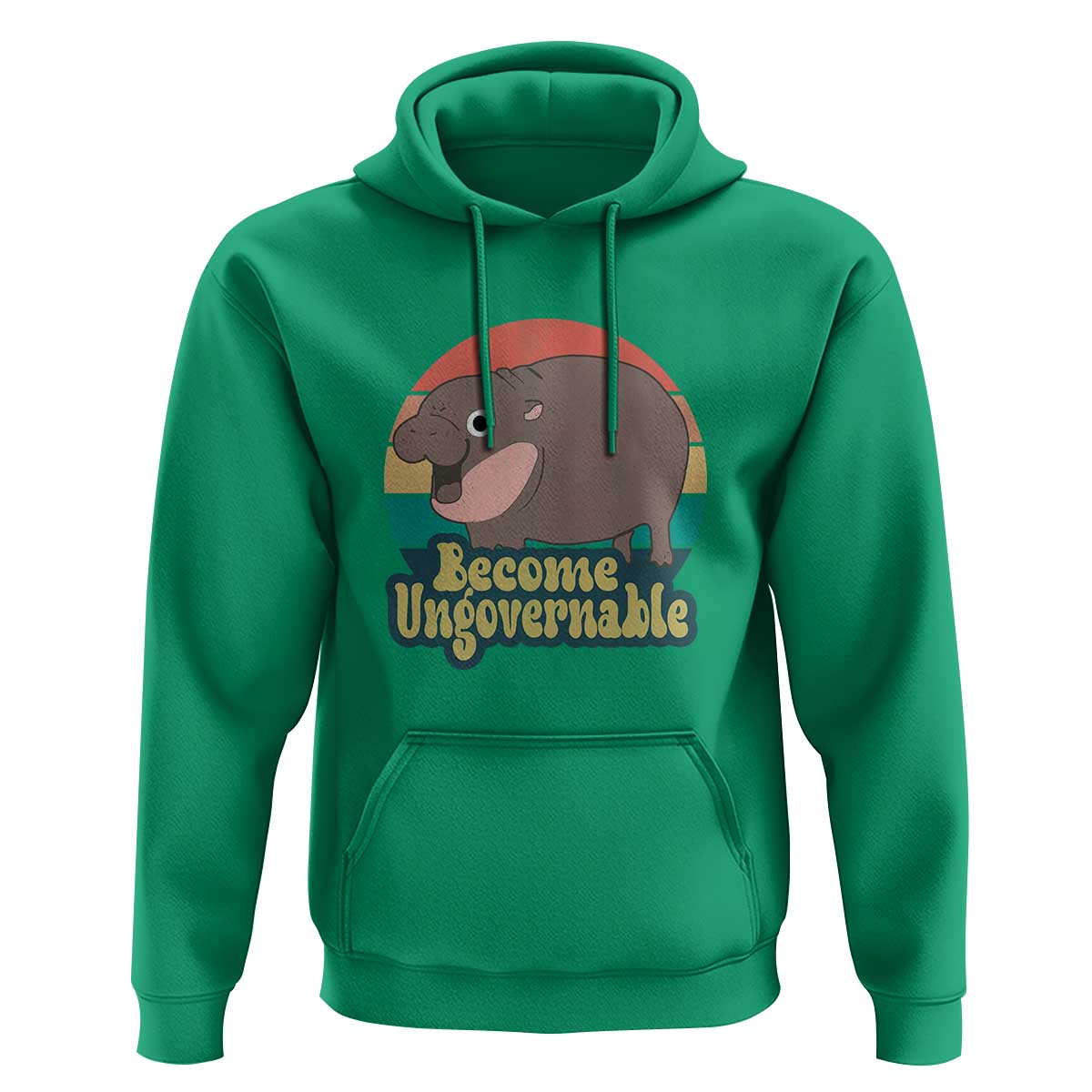 Funny Baby Hippo Moo Deng Hoodie Become Ungovernable Retro
