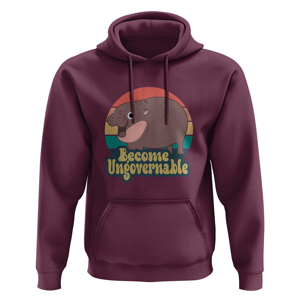 Funny Baby Hippo Moo Deng Hoodie Become Ungovernable Retro
