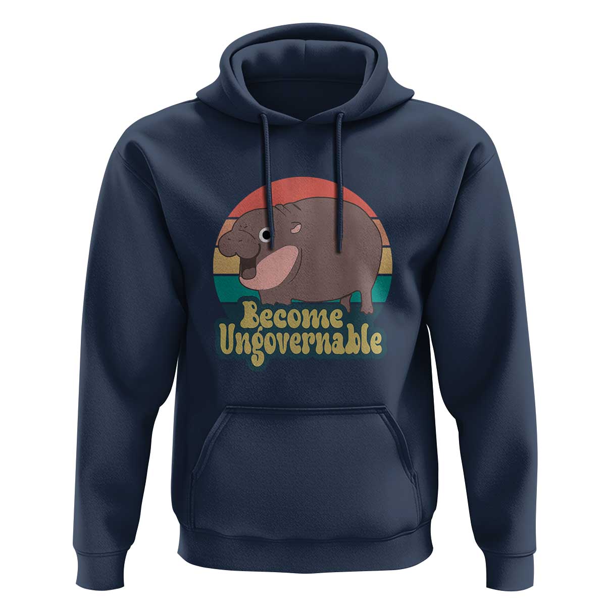 Funny Baby Hippo Moo Deng Hoodie Become Ungovernable Retro