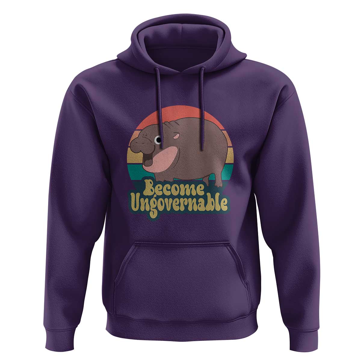 Funny Baby Hippo Moo Deng Hoodie Become Ungovernable Retro