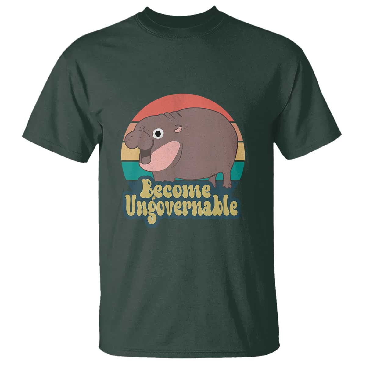 Funny Baby Hippo Moo Deng T Shirt Become Ungovernable Retro - Wonder Print Shop