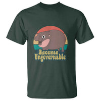 Funny Baby Hippo Moo Deng T Shirt Become Ungovernable Retro - Wonder Print Shop