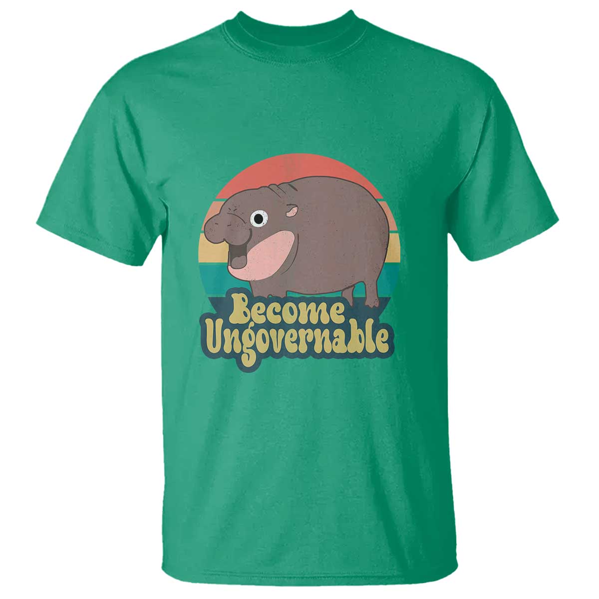 Funny Baby Hippo Moo Deng T Shirt Become Ungovernable Retro - Wonder Print Shop