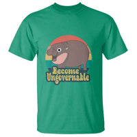 Funny Baby Hippo Moo Deng T Shirt Become Ungovernable Retro - Wonder Print Shop