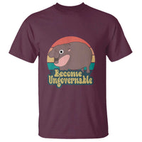 Funny Baby Hippo Moo Deng T Shirt Become Ungovernable Retro - Wonder Print Shop