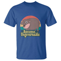 Funny Baby Hippo Moo Deng T Shirt Become Ungovernable Retro - Wonder Print Shop