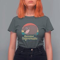 Funny Baby Hippo Moo Deng T Shirt For Women Become Ungovernable Retro - Wonder Print Shop