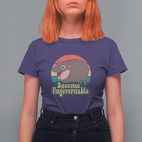 Funny Baby Hippo Moo Deng T Shirt For Women Become Ungovernable Retro - Wonder Print Shop