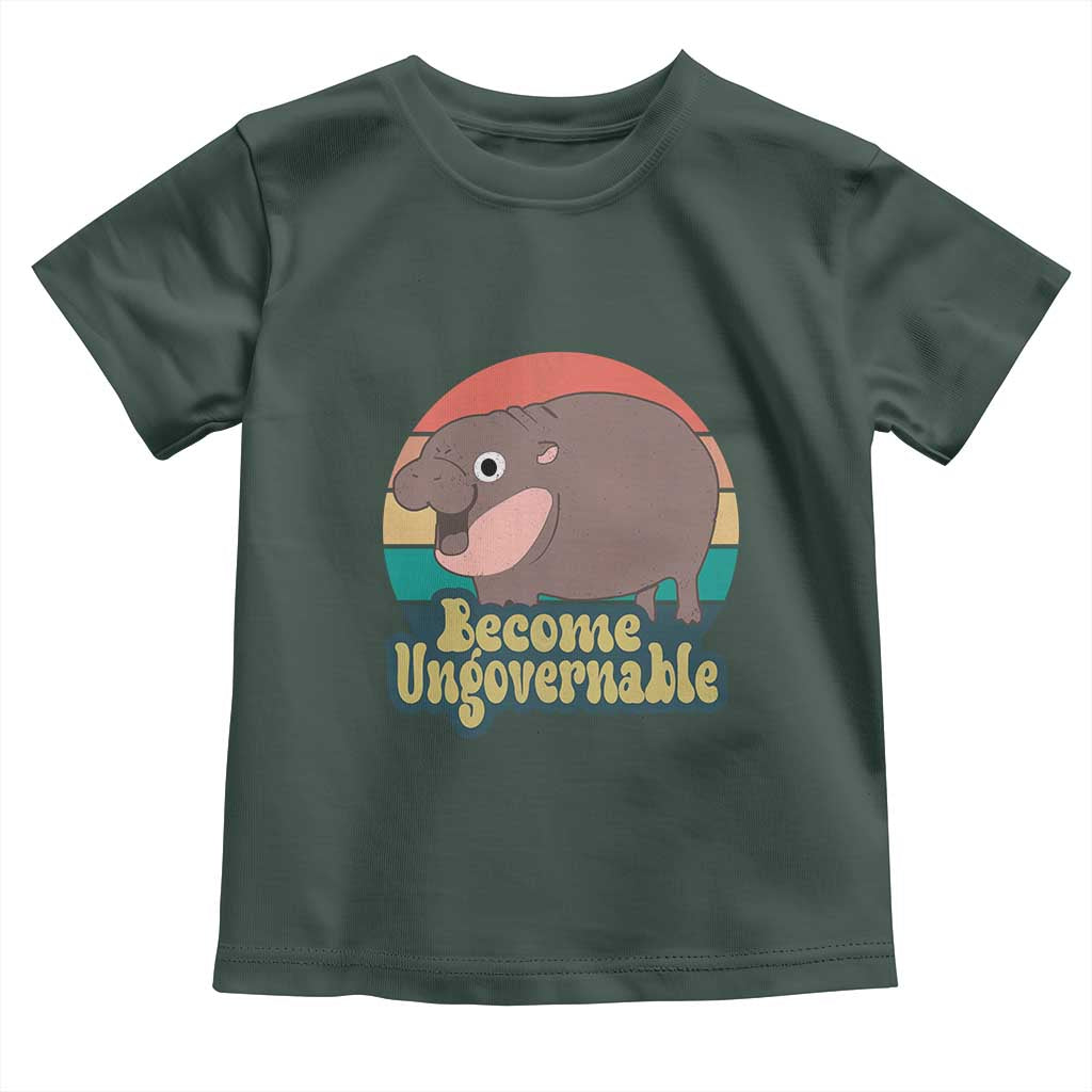 Funny Baby Hippo Moo Deng Toddler T Shirt Become Ungovernable Retro