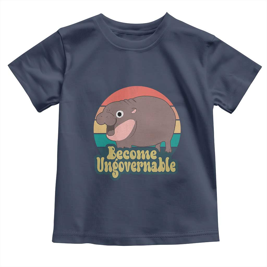 Funny Baby Hippo Moo Deng Toddler T Shirt Become Ungovernable Retro