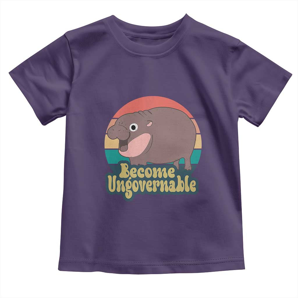 Funny Baby Hippo Moo Deng Toddler T Shirt Become Ungovernable Retro
