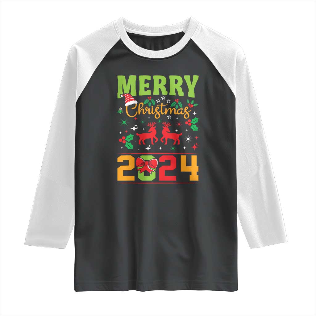 Merry Christmas 2024 Raglan Shirt Classic Festive Xmas Vibe