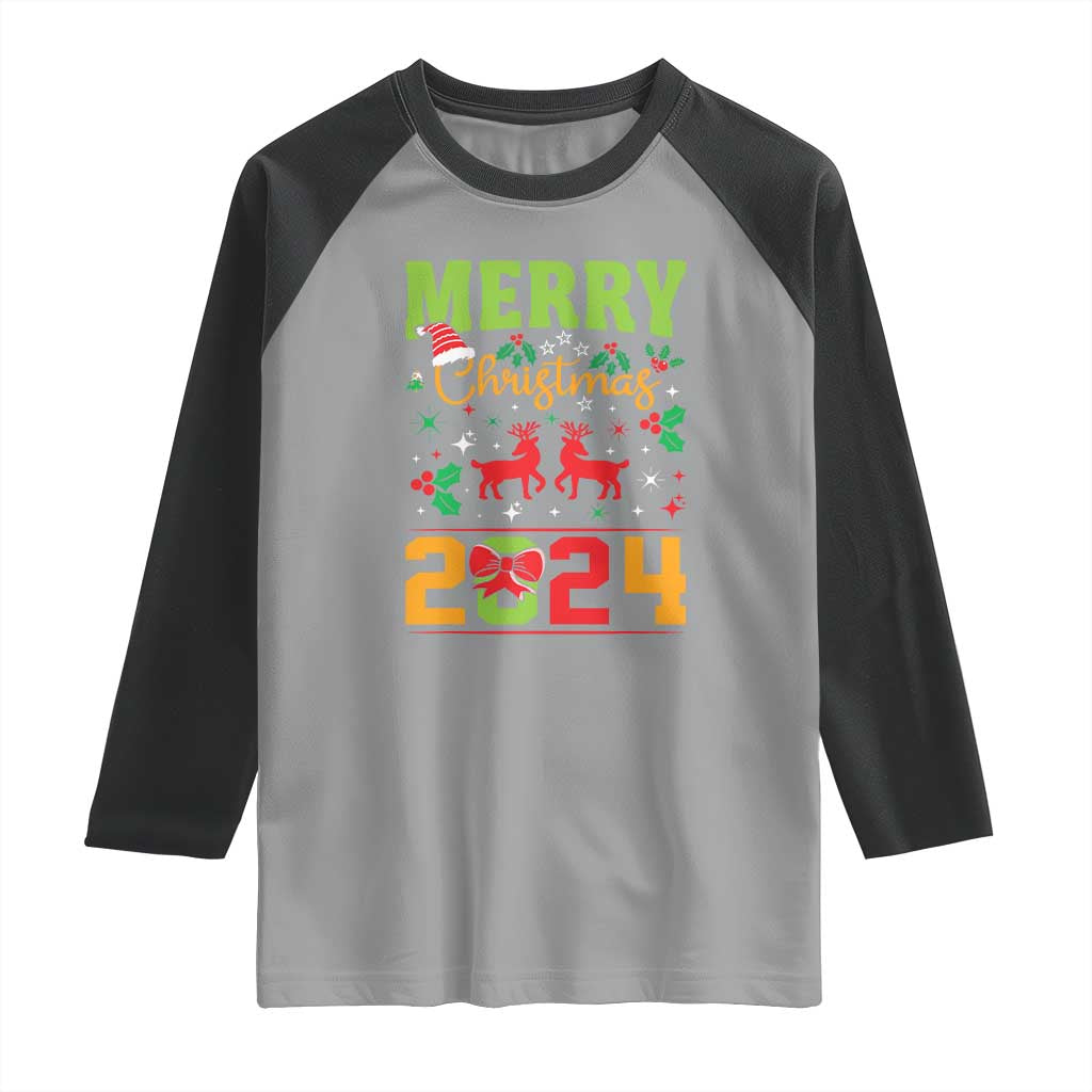 Merry Christmas 2024 Raglan Shirt Classic Festive Xmas Vibe