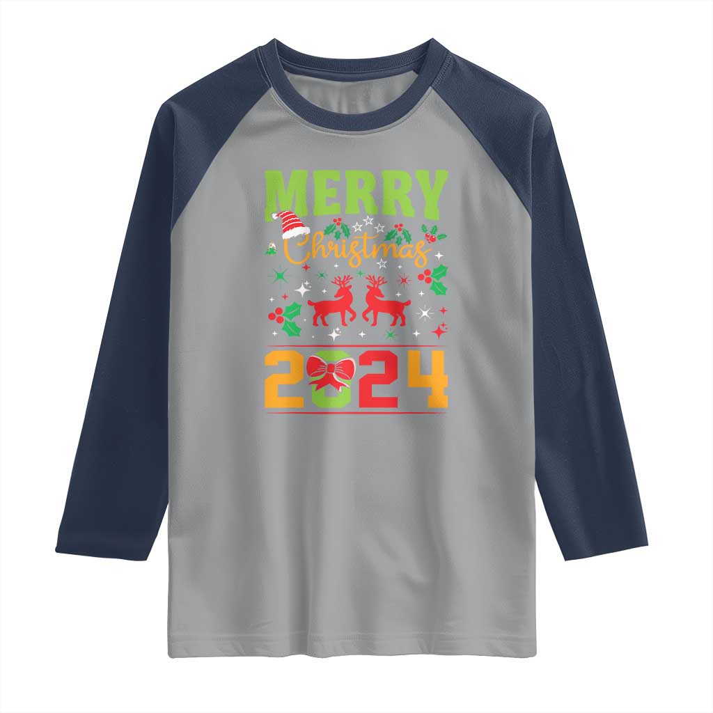 Merry Christmas 2024 Raglan Shirt Classic Festive Xmas Vibe