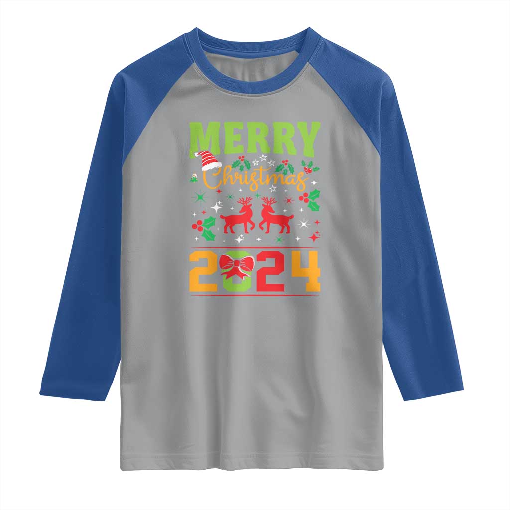 Merry Christmas 2024 Raglan Shirt Classic Festive Xmas Vibe