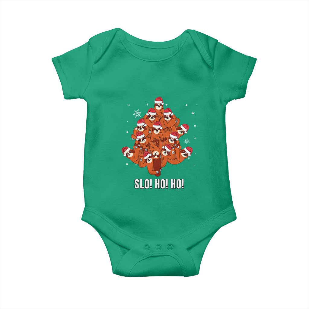 Funny Sloth Christmas Tree Baby Onesie Slo Ho Ho Ho Santa Hat