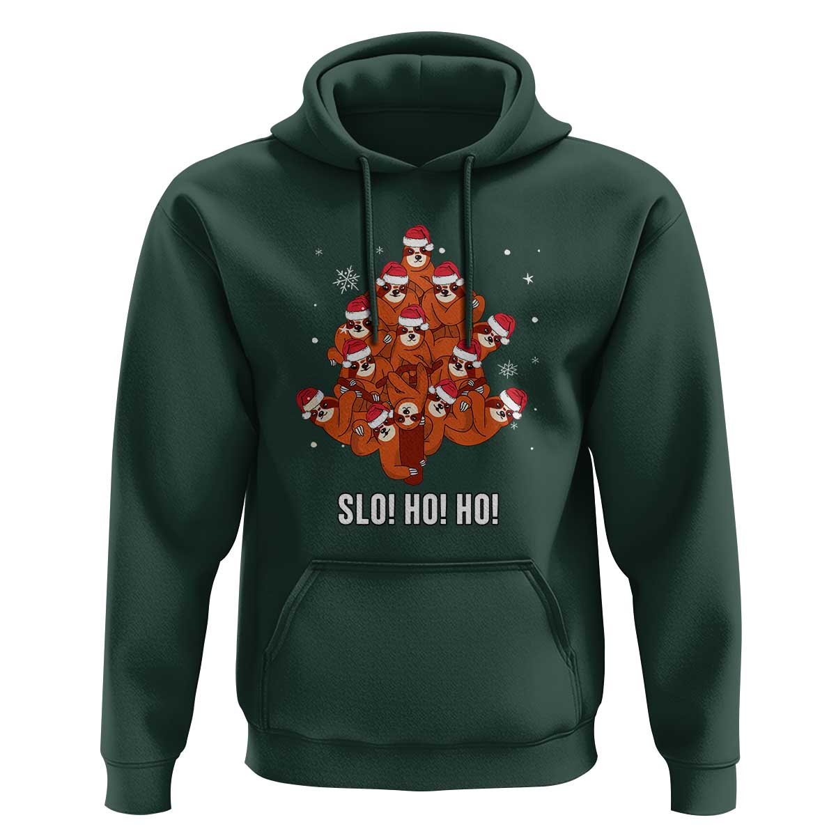 Funny Sloth Christmas Tree Hoodie Slo Ho Ho Ho Santa Hat