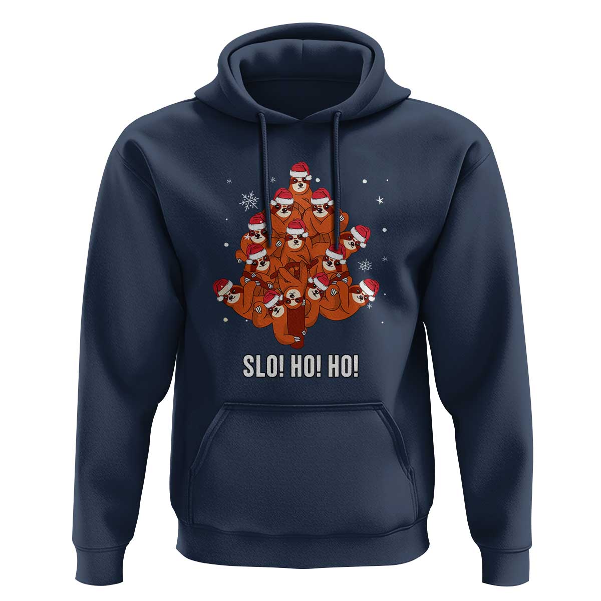 Funny Sloth Christmas Tree Hoodie Slo Ho Ho Ho Santa Hat