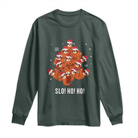 Funny Sloth Christmas Tree Long Sleeve Shirt Slo Ho Ho Ho Santa Hat