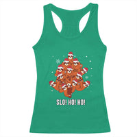 Funny Sloth Christmas Tree Racerback Tank Top Slo Ho Ho Ho Santa Hat