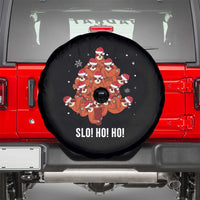 Funny Sloth Christmas Tree Spare Tire Cover Slo Ho Ho Ho Santa Hat