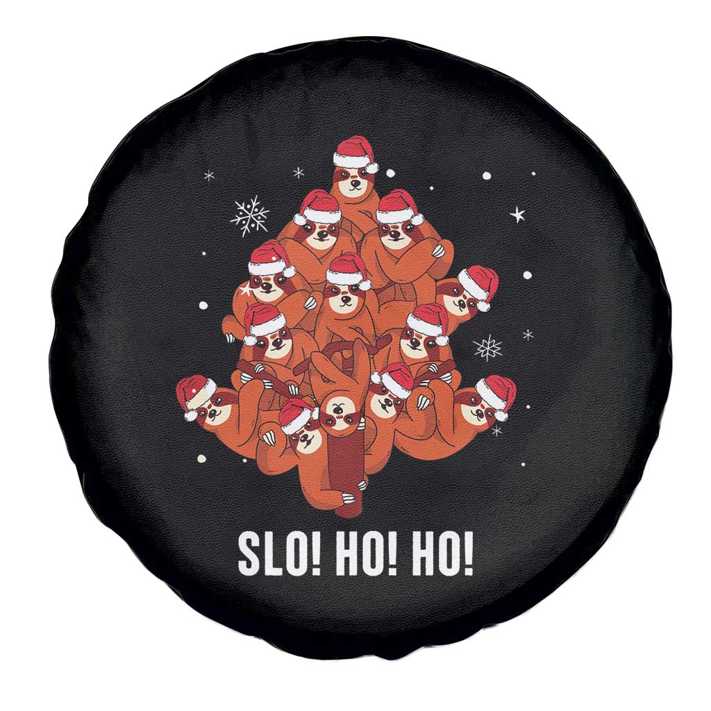 Funny Sloth Christmas Tree Spare Tire Cover Slo Ho Ho Ho Santa Hat