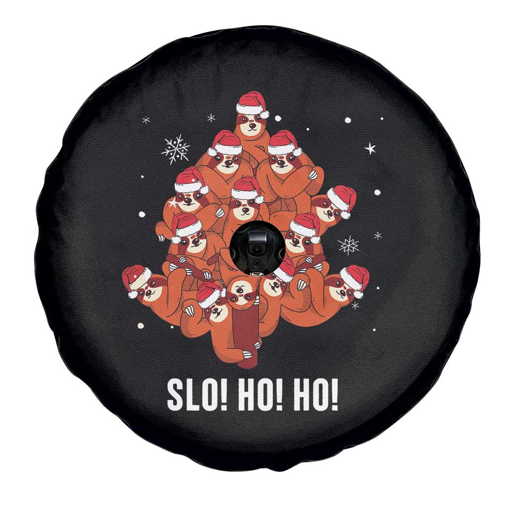 Funny Sloth Christmas Tree Spare Tire Cover Slo Ho Ho Ho Santa Hat