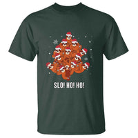 Funny Sloth Christmas Tree T Shirt Slo Ho Ho Ho Santa Hat - Wonder Print Shop