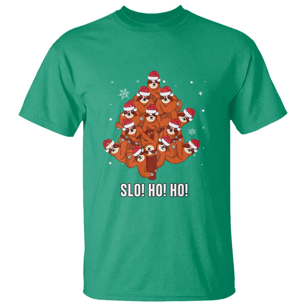 Funny Sloth Christmas Tree T Shirt Slo Ho Ho Ho Santa Hat - Wonder Print Shop