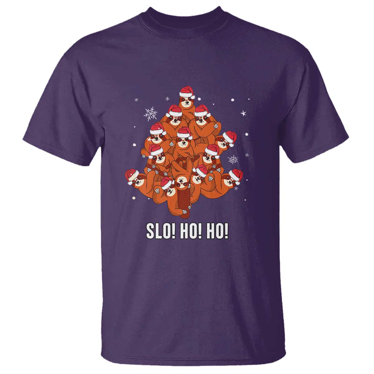 Funny Sloth Christmas Tree T Shirt Slo Ho Ho Ho Santa Hat - Wonder Print Shop
