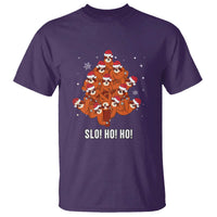 Funny Sloth Christmas Tree T Shirt Slo Ho Ho Ho Santa Hat - Wonder Print Shop