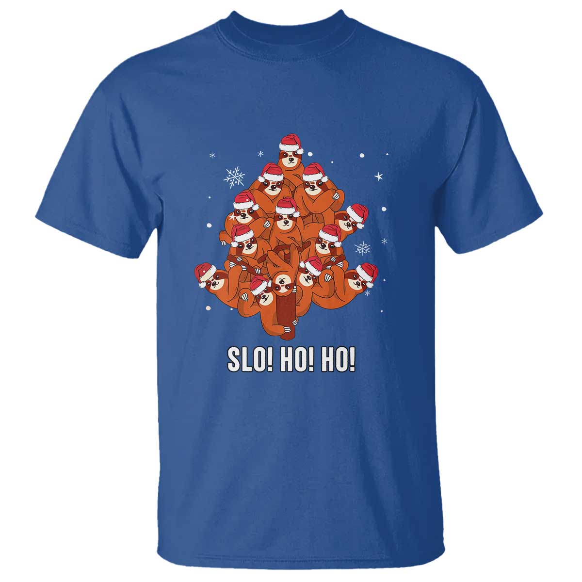 Funny Sloth Christmas Tree T Shirt Slo Ho Ho Ho Santa Hat - Wonder Print Shop
