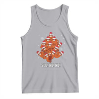 Funny Sloth Christmas Tree Tank Top Slo Ho Ho Ho Santa Hat