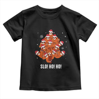 Funny Sloth Christmas Tree Toddler T Shirt Slo Ho Ho Ho Santa Hat