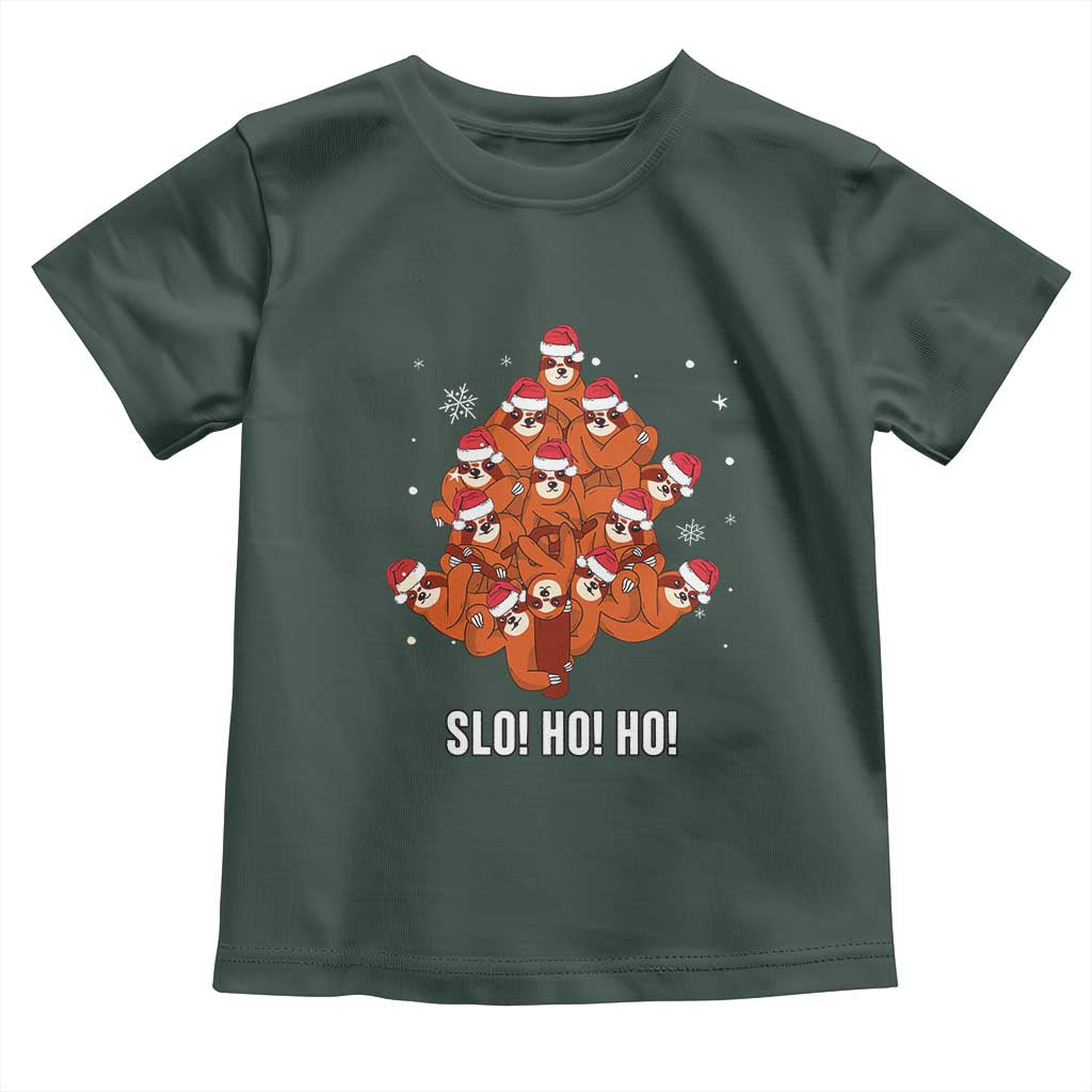 Funny Sloth Christmas Tree Toddler T Shirt Slo Ho Ho Ho Santa Hat