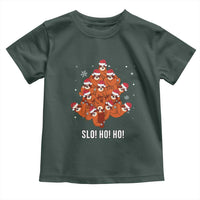 Funny Sloth Christmas Tree Toddler T Shirt Slo Ho Ho Ho Santa Hat