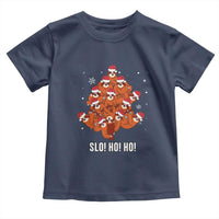 Funny Sloth Christmas Tree Toddler T Shirt Slo Ho Ho Ho Santa Hat
