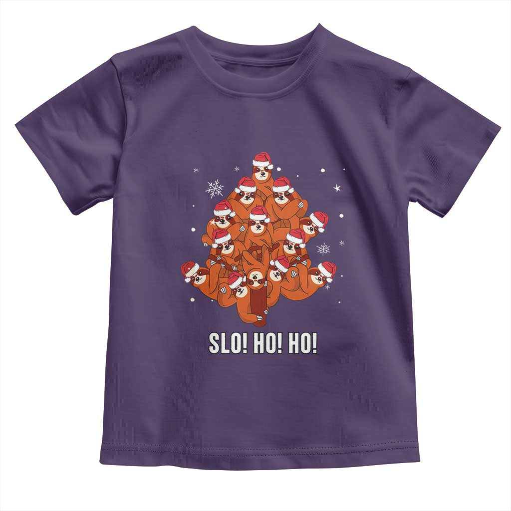 Funny Sloth Christmas Tree Toddler T Shirt Slo Ho Ho Ho Santa Hat