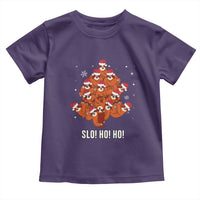 Funny Sloth Christmas Tree Toddler T Shirt Slo Ho Ho Ho Santa Hat