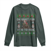 Biker Santa Claus Long Sleeve Shirt Oh What Fun It Is To Ride Motorcycle Christmas Ugly Sweater