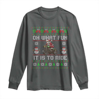 Biker Santa Claus Long Sleeve Shirt Oh What Fun It Is To Ride Motorcycle Christmas Ugly Sweater