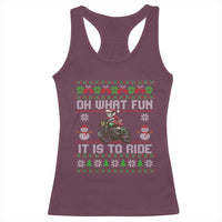 Biker Santa Claus Racerback Tank Top Oh What Fun It Is To Ride Motorcycle Christmas Ugly Sweater