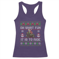 Biker Santa Claus Racerback Tank Top Oh What Fun It Is To Ride Motorcycle Christmas Ugly Sweater